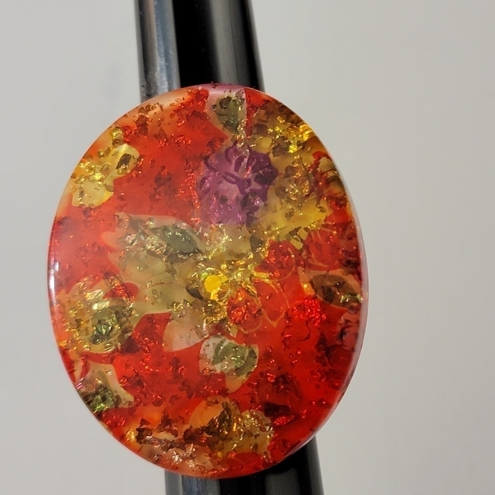 Large Smooth Acrylic Statement Ring Reds Rhinestone 8New without tags R4 - Picture 11 of 14